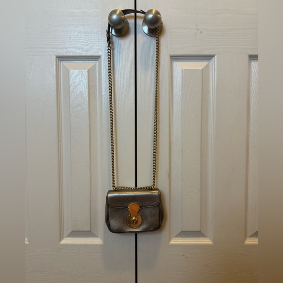 Ralph Lauren Collection Chain Strap Mini Ricky Shoulder Bag Metallic Pewter - Picture 2 of 13